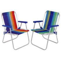 Kit 2 Cadeira Alta Alumínio Praia Camping Piscina Jardim Oxford Sortida -Belfix Kit 2 Cadeira Alta Alumínio Praia Camping Piscina Jardim Oxford Sortida -Belfix