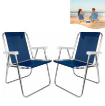 Kit 2 Cadeira Alta Sannet Em Alumínio Para Praia Camping Piscina Azul Marinho - Mor Kit 2 Cadeira Alta Sannet Em Alumínio Para Praia Camping Piscina Azul Marinho - Mor