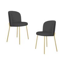 Kit 2 Cadeira Ayla Metal Dourada Mesa Jantar Reforçada Linho