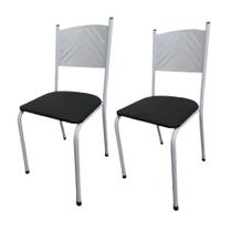 Kit 2 Cadeira Branca para Cozinha Jantar com Assento Preto