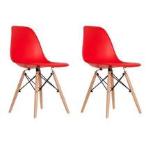 Kit 2 Cadeira Charles Eames Assento Vermelho