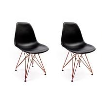 kit 2 Cadeira Charles Eames Ferro Cobre Assento Preto kit 2 Cadeira Charles Eames Ferro Cobre Assento Preto