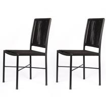 Kit 2 Cadeira Corda Nautica Preta Sala, Varanda, Sacada, Cozinha - Cadeira Oscar