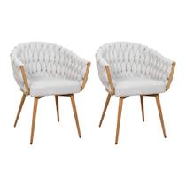 Kit 2 Cadeira de Aproximação Eloá Estrutura Aço Carbono Laminado Natural com Estofado Linho Cru