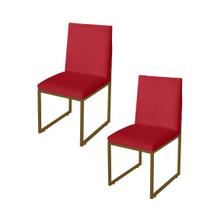 Kit 2 Cadeira de Jantar Escritorio Industrial Garden Ferro Dourado Suede Vermelho - Móveis Mafer