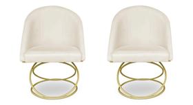 Kit 2 Cadeira De Jantar Luxo Base De Metal Dourado Sala Esritório Recepção Suede Veludo Porcelana Do Lar Móveis