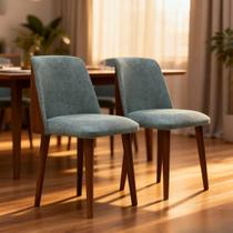 Kit 2 Cadeira de Jantar Madeira Maciça Eucalipto Assento Estofado Elegance Conjunto Espuma D23 Encosto Anatômico Sala Jantar Pés Palito