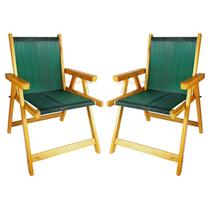 Kit 2 Cadeira De Madeira Dobrável Para Lazer Jardim Praia Piscina Camping Verde - AMZ Kit 2 Cadeira De Madeira Dobrável Para Lazer Jardim Praia Piscina Camping Verde - AMZ