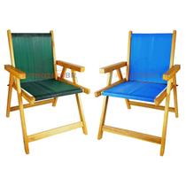 Kit 2 Cadeira De Madeira Dobrável Para Lazer Jardim Praia Piscina Camping Verde E Azul - AMZ