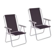 Kit 2 Cadeira de Praia Alta Alumínio Conforto 120 kg Mor