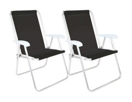 Kit 2 Cadeira de Praia Alta Aluminio Conforto Sannet 120kg - Mor