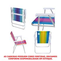 Kit 2 Cadeira de Praia Alta Alumínio + Guarda Sol 1,80 Metros Aço - Mor