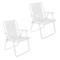Kit 2 Cadeira de Praia Alta em Aço 110 kg Branca Mor