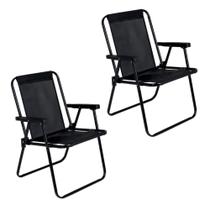 Kit 2 Cadeira de Praia Alta em Aço 110 kg Preta Mor