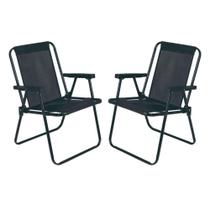 Kit 2 Cadeira de Praia Alta em Aço 110 kg Preta Mor