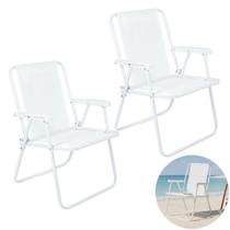 Kit 2 Cadeira de Praia Alta Piscina Jardim Aço Branca 110Kg - 2058 Mor Kit 2 Cadeira de Praia Alta Piscina Jardim Aço Branca 110Kg - 2058 Mor