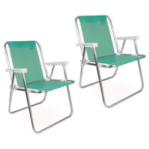 Kit 2 Cadeira de Praia Alta Sannet Alumínio Mor Anis