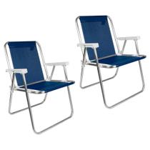 Kit 2 Cadeira de Praia Alta Sannet em Alumínio Azul Mor Kit 2 Cadeira de Praia Alta Sannet em Alumínio Azul Mor