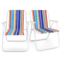 Kit 2 Cadeira De Praia De Aço Simples Cor: Colorido Snel Camping
