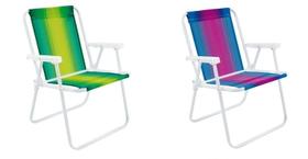 Kit 2 Cadeira De Praia Dobrável Alta Mor 2002 Aço Cores Sortidas 110kg Kit 2 Cadeira De Praia Dobrável Alta Mor 2002 Aço Cores Sortidas 110kg