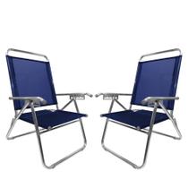 Kit 2 Cadeira De Praia King Oversize Reclinável 4 pos Alumínio Até 140Kg Camping - Zaka Kit 2 Cadeira De Praia King Oversize Reclinável 4 pos Alumínio Até 140Kg Camping - Zaka