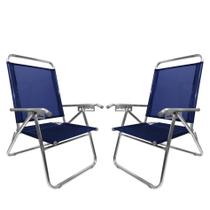 Kit 2 Cadeira De Praia King Oversize Reclinável 4 pos Alumínio Até 140Kg Camping - Zaka Kit 2 Cadeira De Praia King Oversize Reclinável 4 pos Alumínio Até 140Kg Camping - Zaka