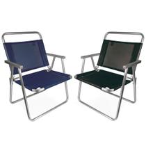 Kit 2 Cadeira De Praia Oversize Alumínio 140 Kg Piscina Camping - Mor Kit 2 Cadeira De Praia Oversize Alumínio 140 Kg Piscina Camping - Mor