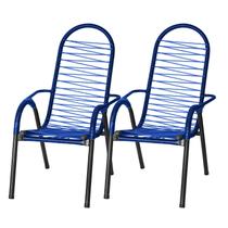 KIT 2 Cadeira De Varanda Cadeira De Área Cadeira De Fio Colorido - Azul - Tito