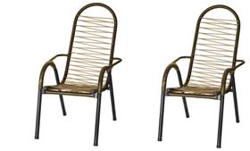 KIT 2 Cadeira De Varanda Cadeira De Área Cadeira De Fio Colorido - Dourada - Tito
