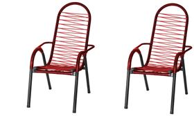 KIT 2 Cadeira De Varanda Cadeira De Área Cadeira De Fio Colorido - Vermelha - Tito