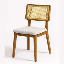 Kit 2 Cadeira Decorativa Alice Encosto Rattan Madeira Maciça