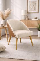 Kit 2 Cadeira Decorativa Lua para Sala de Estar ou Recepção Tecido Suede com Encosto material sintético Cappuccino Cor:Conhaque