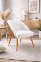 Kit 2 Cadeira Decorativa Lua para Sala de Estar ou Recepção Tecido Suede com Encosto material sintético Cappuccino Cor:Conhaque