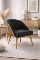 Kit 2 Cadeira Decorativa Lua para Sala de Estar ou Recepção Tecido Suede com Encosto material sintético Cappuccino Cor:Conhaque