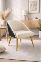 Kit 2 Cadeira Decorativa Lua para Sala de Estar ou Recepção Tecido Suede com Encosto material sintético Preto Cor:Branco
