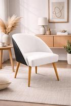 Kit 2 Cadeira Decorativa Lua para Sala de Estar ou Recepção Tecido Suede com Encosto material sintético Preto Cor:Branco