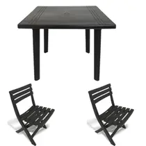 Kit 2 Cadeira Dobrável Plástica 1 Mesa Quadrada Desmontável Kit 2 Cadeira Dobrável Plástica 1 Mesa Quadrada Desmontável