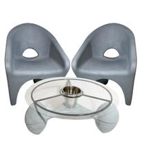 Kit 2 Cadeira e Mesa Para Decoração Jardim Varanda Ipanema