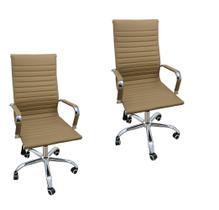 Kit 2 Cadeira Eames Esteirinha Presidente Escritório Alta Branca Preta Bege - Lianto Decor