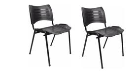 Kit 2 cadeira empilhável iso fixa preta