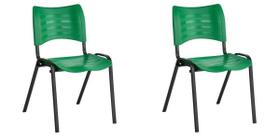 Kit 2 cadeira empilhável iso fixa verde
