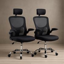 Kit 2 Cadeira Escritório Diretor Ergonômica Giratória Tela Mesh Rodinhas