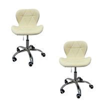 Kit 2 Cadeira Escritório Giratória Stilo Slim confort com rodado cromado Nude