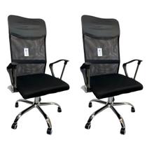 Kit 2 Cadeira Escritório Presidente tela Mesh Cromada com rodinhas e Laudo Ergonômico Kit 2 Cadeira Escritório Presidente tela Mesh Cromada com rodinhas e Laudo Ergonômico