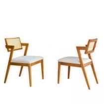 Kit 2 Cadeira Estofada Decorativa Garbo Encosto em Tela Rattan MG Moveleira