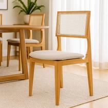 Kit 2 Cadeira Granada Moderna Madeira Maciça Estofado Linho Bege Kit 2 Cadeira Granada Moderna Madeira Maciça Estofado Linho Bege