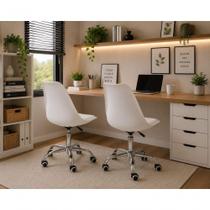 Kit 2 Cadeira Home Office Leda Saarinen Executiva material sintético Base Giratória Branco Decoreshop Kit 2 Cadeira Home Office Leda Saarinen Executiva material sintético Base Giratória Branco Decoreshop