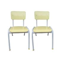 Kit 2 Cadeira Infantil Colorida Escola Formica Amarela