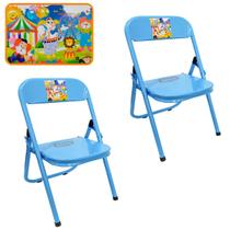 Kit 2 Cadeira Infantil Dobrável Em Aço Resistente Até 40 Kg Ideal P/ Crianças Cores Estampas Divertidas Não Risca Chão