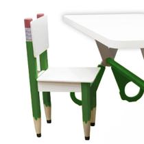 Kit 2 Cadeira Infantil Formato Lápis de Escrever e Borracha